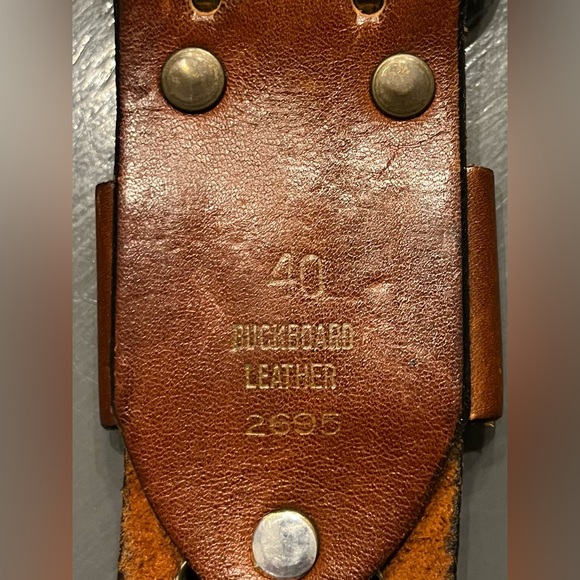 Antique Double Eyelet Buckboard Leather Belt - Picture 4 of 7